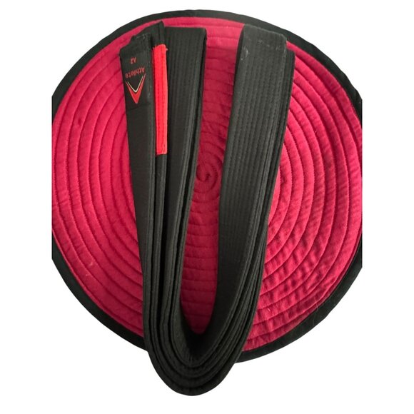 Athllete A2 Black Jiu-Jitsu Belt With Red Rank Bar - Picture 12 of 13